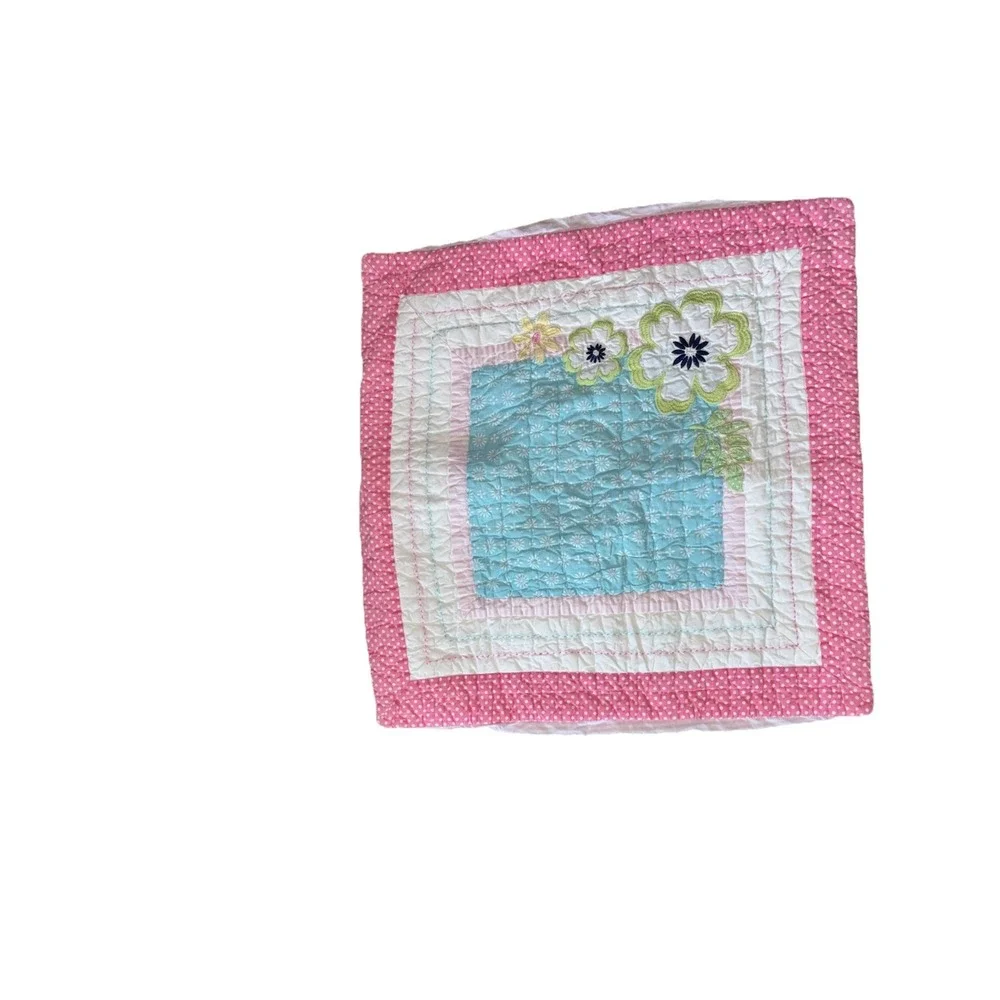 Pottery Barn Kids PBK Quilted Pillow Shams 2 Standard Floral Tie Back